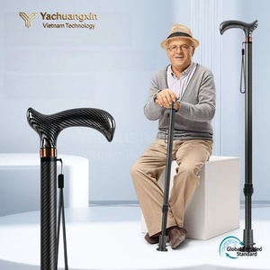 Bastón de fibra de carbono de alta gama para personas mayores con base antideslizante de cuatro patas, bastón telescópico para senderismo y trekking. - Product Image 3