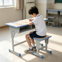 Ensemble bureau et chaise en métal épaissi pour étudiants, idéal pour la formation scolaire – Vente directe fabricant – Bureau et chaise d'étude en métal réglables