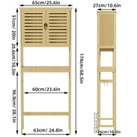 Unho Armoire de rangement pour salle de bain: Étagère sur pied en bambou pour machine à laver 63x27x174