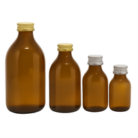 Botella de jarabe para la tos vacía de vidrio ámbar a buen precio de fábrica, botellas de vidrio de jarabe para la tos seca con tapa de rosca