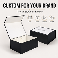 Cajas de Embalaje de Papel Rígido Magnéticas Negras para Camisetas, Cajas de Regalo de Cartón con Tapa Abatible para Ropa y Prendas de Vestir, con Logotipo Personalizado de Lujo