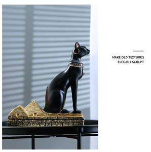 Artisanat en résine de luxe créatif, statue d'Anubis et de Bastet - Décoration d'intérieur peinte à la main, porte-vin pour Thanksgiving - Product Image 3
