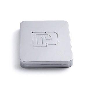 Hot Selling Rectangle Silver Embossed Metal Rotatable Mini Vanity Makeup Mirror - Product Image 3