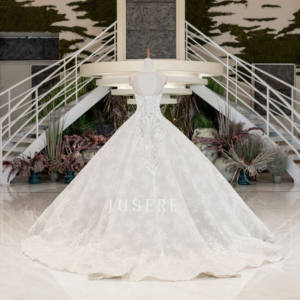 Vestido <span class=keywords><strong>de</strong></span> boda <span class=keywords><strong>de</strong></span> lujo con cuentas, estilo <span class=keywords><strong>de</strong></span> Oriente Medio, real, con tren - Product Image 4