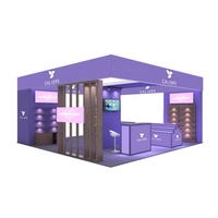 Stand de Exhibición de 20x20 pies para Ferias Comerciales, Estructura de Aluminio Personalizada, Impresión SEG, Mostrador con Iluminación LED
