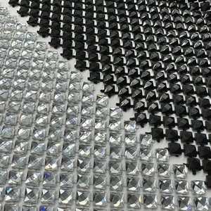 Haute Tinh Thể Căng Đàn Hồi 3D Kim Cương Rhinestone Kim Cương Vuông Kim Cương Rhinestone Đính Cườm Lưới Cá Lưới Vải - Product Image 4