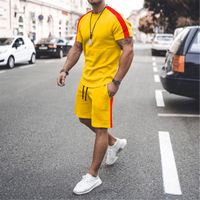 Ensemble de survêtement court en molleton imprimé décontracté et respirant pour homme, coupe oversize, tendance, pour le printemps, 2 pièces, effet délavé