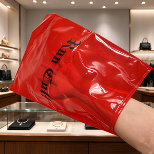 35x45cm Translucent <b>Red</b> PVC Zipper Bags Custom Logo Clothes Brand Packaging Garment Bags Men <b>Women</b> T-shirt <b>Jeans</b> Zipper Bags - Product Image 3