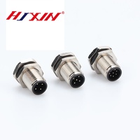 Conector de Panel PCB M8, Código A, Enchufe Metálico Impermeable de Montaje Trasero de 3/4/6/8 Pines, Enchufe con Brida