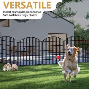 Valla decorativa de 15 paneles para jardín, VALLA DE Metal sin cavar, valla para perros para patio al aire libre, estacas para suelo de animales a prueba de herrumbre, barrera de borde de Panel - Product Image 5