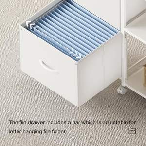 Armoire à dossiers latérale en tissu à 2 tiroirs avec roulettes, support d'imprimante roulant avec étagère de rangement ouverte pour le bureau à domicile - Product Image 5