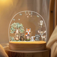 Veilleuse personnalisée artisanale pour enfants en forme d'animal, lampe en acrylique avec nom personnalisé, décoration moderne pour la maison, chambre de bébé et d'enfant, Saint-Valentin