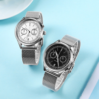 BOMAXE Edelstahl Luxus Quarz Chronograph Uhr mit Zeiger-Zifferblatt Wasserdicht 5BAR Unisex-Design