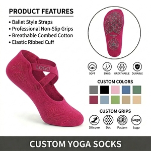Chaussettes de barre professionnelles pour femmes, style ballet, antidérapantes, couleur rose rouge, avec motif <span class=keywords><strong>mandala</strong></span>, pour le yoga, le Pilates et l'entraînement - Product Image 1