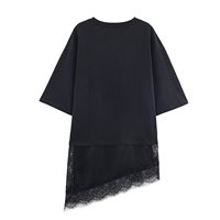 T-shirt chic rétro à manches courtes pour femme, nouvelle collection 2026, col rond, dentelle et détails brodés, style décontracté et tendance