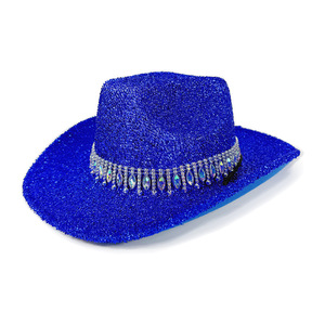 Chapeau de <span class=keywords><strong>cowgirl</strong></span> scintillant à large bord avec franges en strass pour <span class=keywords><strong>costume</strong></span> de scène, concert, enterrement de vie de jeune fille, fête disco - Product Image 4