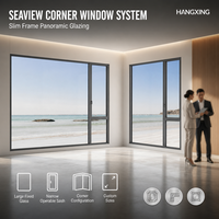 Hangxing Schmalrahmen-Eckfenstersystem mit Meerblick, Festverglasung, Bewegliche Fensterflügel, Maßanfertigung, B2B Großhandelslieferanten