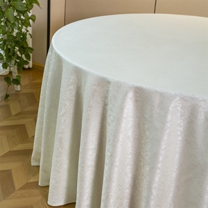 Wrinkle Resistant for 120 Inch Round Jacquard Floral Polyester Customizable Waterproof Wedding Tablecloth - Product Image 1