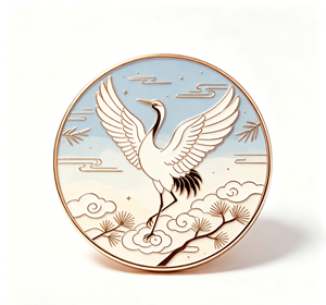 Custom Round Metal Enamel <b>Pin</b> Flying Crane Soft Enamel <b>Badge</b> Souvenir Gift - Product Image 1
