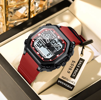 Jam Tangan Pria Poedagar 993 Silikon Tahan Air Digital Quartz Chronograph LED Dual Time Display Elektronik