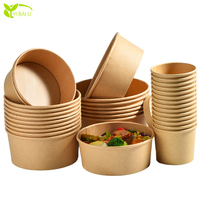 Bols à salade en papier multi-tailles 650ml 780ml 850ml 1000ml avec couvercle universel pour la restauration et l'emballage alimentaire à emporter