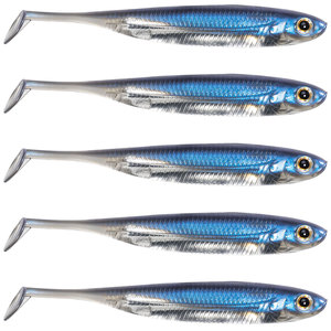 Artificial Soft Bait Swim Baits Blue Silver Paddle Tail 5 Pack for Bass Fishing Freshwater Lure Fishing Without <b>Hooks</b> - Product Image 1