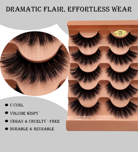 Bán buôn Fluffy khối lượng lông mi giả với quyến rũ wispy xoăn lông mi 5 cặp gói đầy đủ dải lông mi - Product Image 2