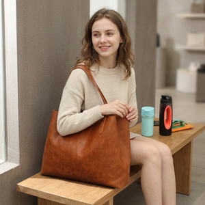Pochette décontractée pour femme en cuir véritable de qualité supérieure, durable, style traditionnel, avec fermeture éclair, imperméable, souple, écologique et grande capacité - Product Image 1
