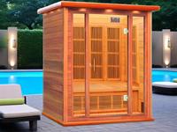 Sauna infrarouge intérieur pour 3 personnes, en bois canadien, avec chauffage en fibre de carbone, faible EMF, sauna sec pour maison et villa