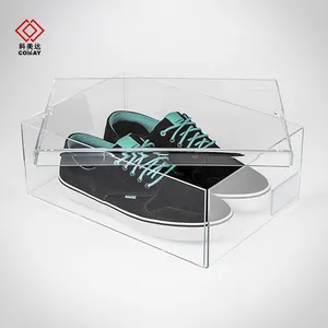 Kotak Display Kotak Sepatu Akrilik Ukuran Kustom Kotak Sepatu Transparan Plexiglass