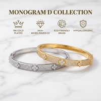 Ensemble de bracelets de luxe CZ avec lettres et fleurs, en laiton haut de gamme, pour femmes, vente en gros, directement de l'usine