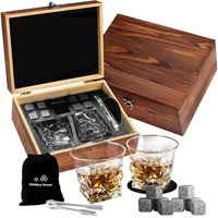 Meilleure Vente 2025 : Ensemble Verres à Whisky et à Vin avec Boîte en Bois et Pierres à Whisky, Verres en Cristal 60ml pour Hôtels et Cadeaux d'Affaires