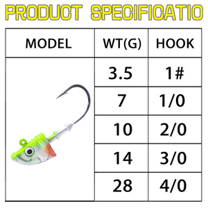 Prêt à expédier 3.5g 7g 10g 14g 28g UV Glowing Swimbait Gabarit Tête Minnow Poissons Tête Gabarit pour <span class=keywords><strong>la</strong></span> Pêche - Product Image 3