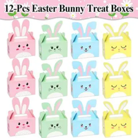 Boîtes à faveur de pâques 50 pièces, boîte-cadeau pour fête de pâques avec poignée, boîtes à bonbons, œufs de lapin, pour enfants