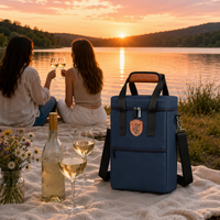 Sac isotherme pour deux bouteilles de vin |   Étanche aux chocs, portable et résistant à l'eau |   Sangle détachable |   Sac à bandoulière portable pour pique-nique en plein air