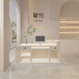 <b>Small</b> European Design Solid Wood Reception <b>Desk</b> for Beauty Salon Barber Shop Hospital Cashier Front Store Front <b>Desk</b> - Product Image 2