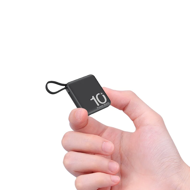 Factory Customized Mini 10000mah Portable Power Bank Build-In Type-C and Lighting Dual Cable