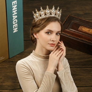 Corona <span class=keywords><strong>de</strong></span> Tiara Grande <span class=keywords><strong>de</strong></span> Estilo Barroco con Cristales <span class=keywords><strong>de</strong></span> Imitación y Baño <span class=keywords><strong>de</strong></span> Oro Rosa para Bodas y Concursos <span class=keywords><strong>de</strong></span> Belleza - Product Image 4