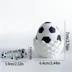 Modèle de dragon et d'œuf de football imprimé en 3D, mignon et adorable, en plastique, décoration de bureau créative, ornement animalier - Product Image 2