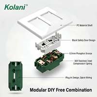 Placa de Alimentación Empotrada Kolani de 120 mm Cuadrados, Triple Enchufe Pequeño de 3 Orificios + Toma de Corriente Universal Vertical de Seis Orificios, Panel de PC Blanco