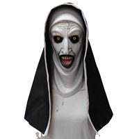 Masque en latex de nonne effrayante pour Halloween, accessoires de cosplay