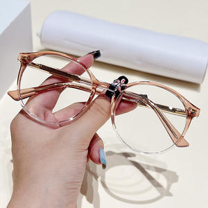 TR90 معدن أنيق جميل عين كمبيوتر كلاسيكية إطار دائري متعدد الألوان نظارات مضادة للضوء الأزرق - Product Image 4