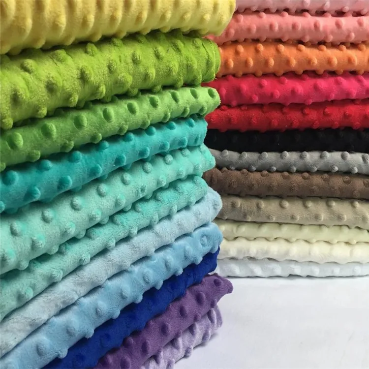 Minky Tecido de alta Qualidade Por Atacado Super Macio Minky Dot Tecido de lã Para Cobertores