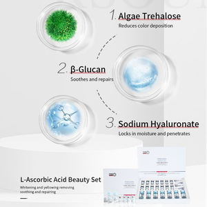 Fabrika özel etiket parlatma Anti sararma kaybolur Melanin <span class=keywords><strong>L</strong></span> askorbik asit <span class=keywords><strong>C</strong></span> vitamini dondurularak kurutulmuş Serum seti - Product Image 4