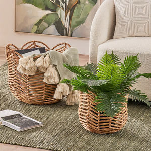 A Stylish Piece Perfect Home for <b>Artificial</b> <b>Plants</b> and Storage Elevate Styling Year-round With Water Hyacinth Scallop Basket - Product Image 5