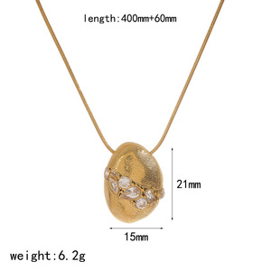 Joyería para Mujer, Estilo Deportivo, Colgante de Diamantes, Collar de Acero Inoxidable, Elegante y Versátil, Chapado en Oro de 18k de Alta Gama - Product Image 4