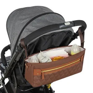 Custom PU Leather Hanging Diaper Stroller Bag