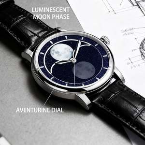 Montre mécanique de luxe en acier inoxydable avec breloque en métal, logo de marque personnalisé, aventurine, luminescente, automatique - Product Image 2