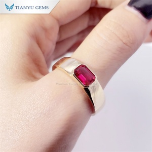Tianyu Tùy Chỉnh 14K Vàng Nhẫn 1.5ct Mossanite Nhẫn Cưới Cho Nam Giới Với <span class=keywords><strong>Ruby</strong></span> Emerald Cắt Đá Quý Phong Cách Cổ Điển Mạ Vàng - Product Image 6