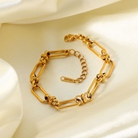 Bracelet rétro en acier inoxydable plaqué or 18 carats étanche personnalisé Vente en gros Cadeau de fête Bracelet chaîne à maillons rectangulaires pour femme
